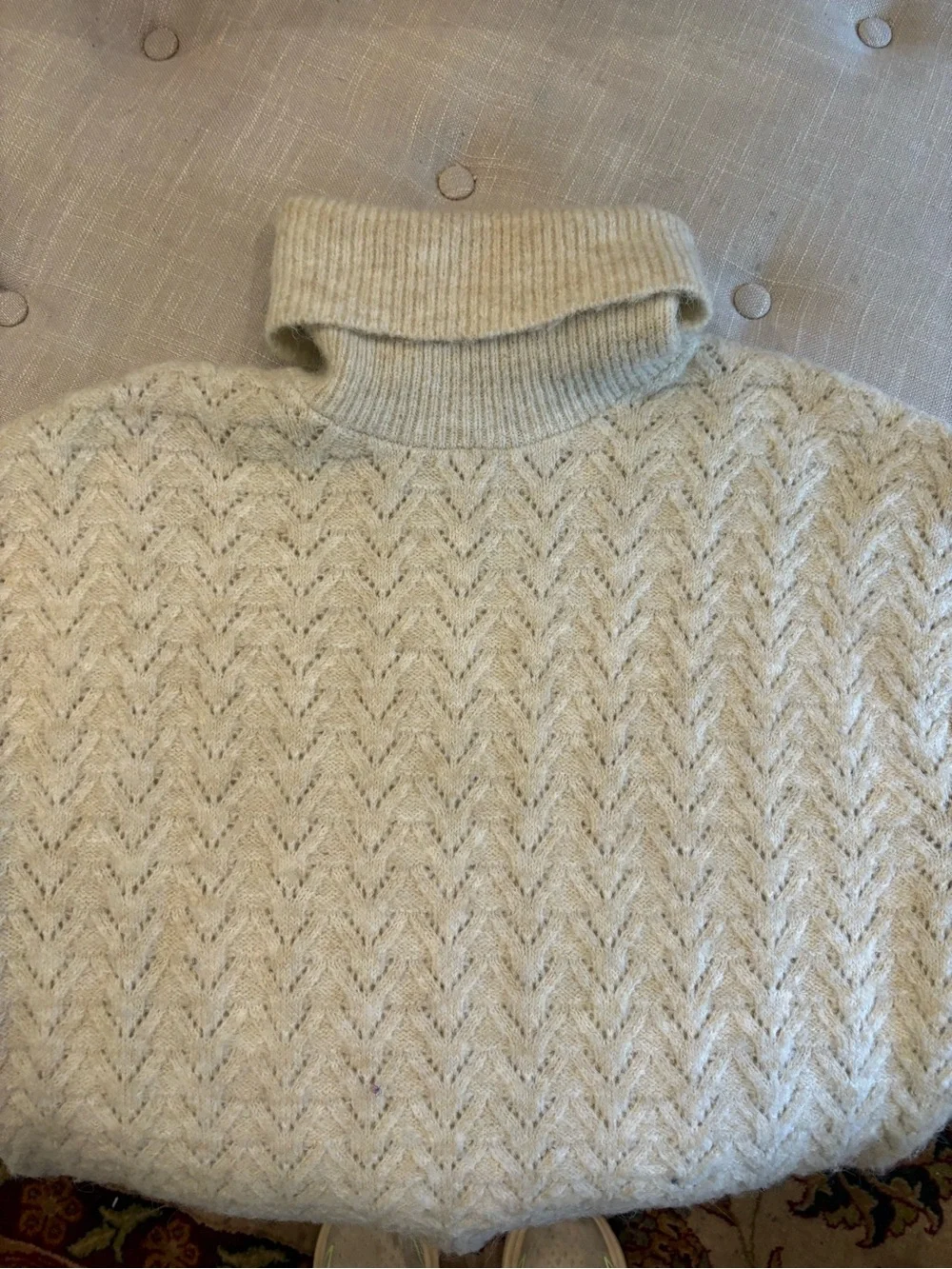 Old Navy Cream Cable Chevron Turtleneck Sweater